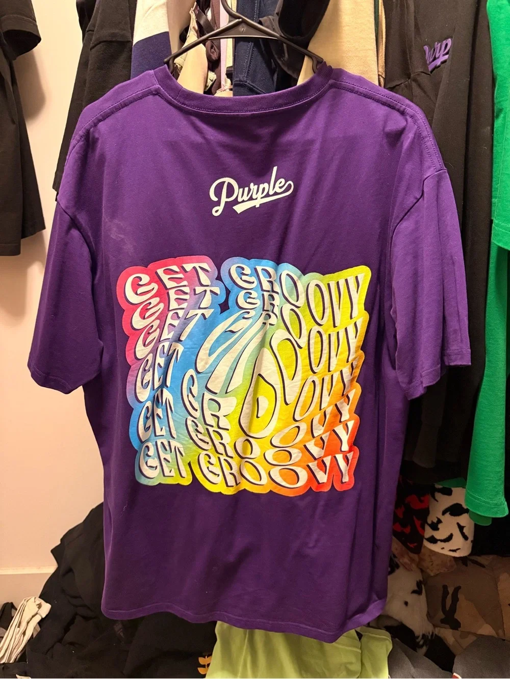 Purple Men's Short Sleeve Tee - Bold Purple Logo - Picture 2 of 2